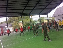 Prajurit dan Persit Kodim 0102/Pidie Bersaing Ketat di Turnamen Voli HUT RI ke-79