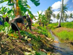 Penuhi Kebutuhan Air Petani, Babinsa Jajaran Koramil-06 Kodim 1404/Pinrang Bersama Warga Bersihkan Saluran Irigasi