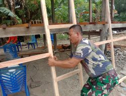 Rehab RTLH Kodim 1404/Pinrang Masuki Tahap Pembuatan Rangka Dinding Rumah