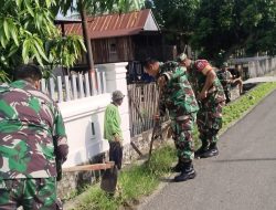 Koramil-08 Kodim 1404/Pinrang Pimpin Kerja Bakti Bersama Warga Membersihkan Saluran Air