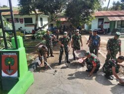 Perbaikan Jalan Koramil : Danramil 1407-08/Lamuru Pimpin Langsung Pengecoran