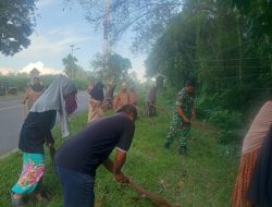 Babinsa Koramil 1407-21/Palakka Ikut Berpatisipasi Kerja Bakti Bersama Warga Di Desa Binaan