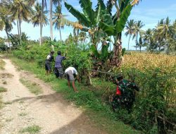 Perlancar Akses Pertanian, Babinsa Koramil 1407-01/Ajangale Pelopori Kerja Bakti Jalan Tani Di Desa Manciri