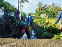 Antisipasi Sumbatan, Babinsa Koramil 1407-11/Barebbo Bersama Warga Normalisasi Saluran Irigasi Desa