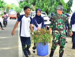 Wujudkan Atensi Presiden Prabowo, Dandim Bone Gelar Aksi Perangi Sampah Bareng Pelajar 
