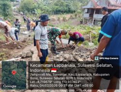Akses Ekonomi Lancar, Babinsa Koramil 09/Lapri Dan Warga Tonronge Bahu Membahu Cor Jalan Desa