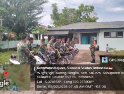 Pastikan Kesiapan Satuan, Danramil 1407-18/Kajuara Cek Fisik Kendaraan Dinas Personel