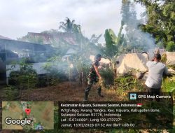 Semangat Gotong Royong, Babinsa Koramil Kajuara Kompak Benahi Lingkungan Satuan