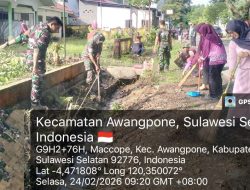 Antisipasi Banjir, Babinsa Koramil 1407-06/Awangpone Gelar Karya Bakti Bersama Masyarakat Macope