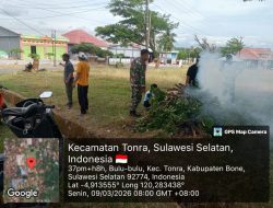 Intip Kekompakan Warga Tonra Dan Babinsa Koramil 1407-16/Tonra Bersihkan Area Lapangan Sepak Bola H. Andi Palentei