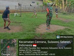 Bangun Jiwa Yang Kuat, Babinsa Koramil 03/Cenrana Kodim Bone Jalin Kedekatan Lewat Jaring Takraw