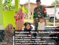 Dukung Program KIA, Babinsa Koramil 1407-16/Tonra Kodim Bone Dampingi Posyandu Di Padatuo