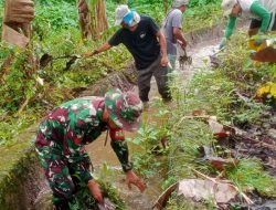 Cegah Luapan Air, Babinsa Koramil 11/Barebbo Kodim 1407/Bone Pimpin Pembersihan Irigasi Desa