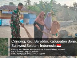 Wujudkan Lingkungan Bersih Dan Nyaman, Babinsa Barebbo Bersama Warga Gelar Kerja Bakti Di Desa Cinnong