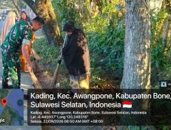 Babinsa Koramil Awangpone Kodim 1407/Bone Dan Warga Bersinergi, Wujudkan Jalan Desa Kading Yang Bersih Dan Nyaman