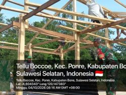 Babinsa Ramil 10/Ponre Kodim Bone Dan Warga Kompak, Pembangunan Rumah Di Tellu Boccoe Di Kerjakan Bersama