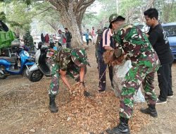Sinergi TNI & Masyarakat, Personel Kodim 1407/Bone Bergerak Wujudkan Lingkungan GOR Lapatau Yang Bersih